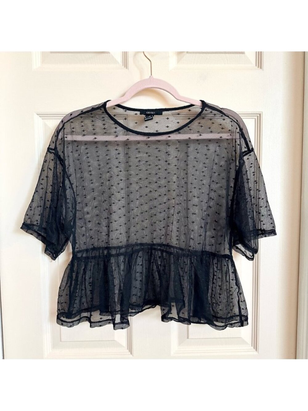 Black mesh crop top